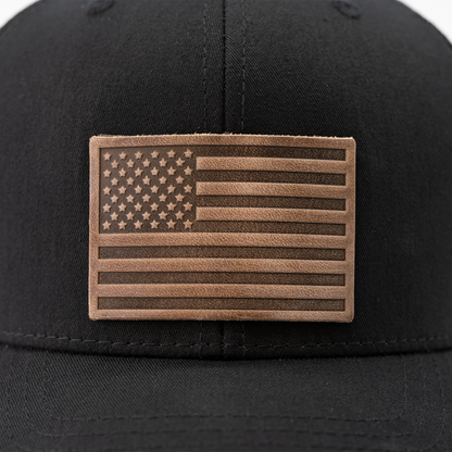 American Flag Hat – Full Grain Horween Leather Patch