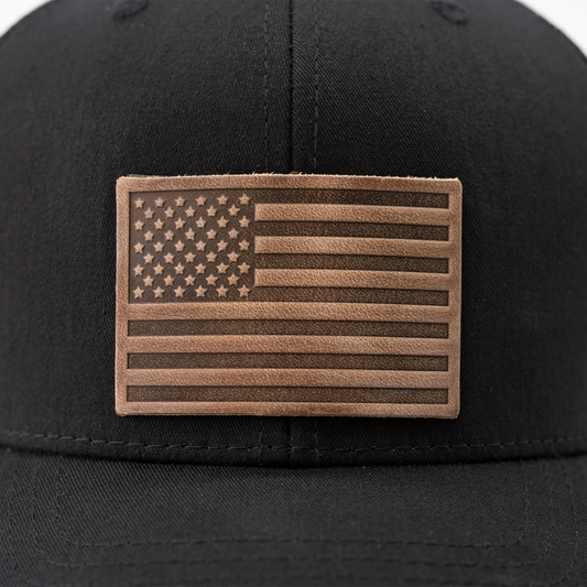 American Flag Hat – Full Grain Horween Leather Patch