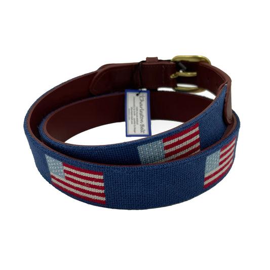 American Flag Needlepoint Belt – Handstitched Patriotic | Charleston Belt