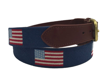 American Flag Needlepoint Belt – Handstitched Patriotic | Charleston Belt