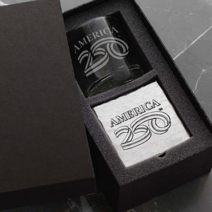 America 250 Rocks Glass with Coaster Commemorative Gift Set | Wendell August Forge