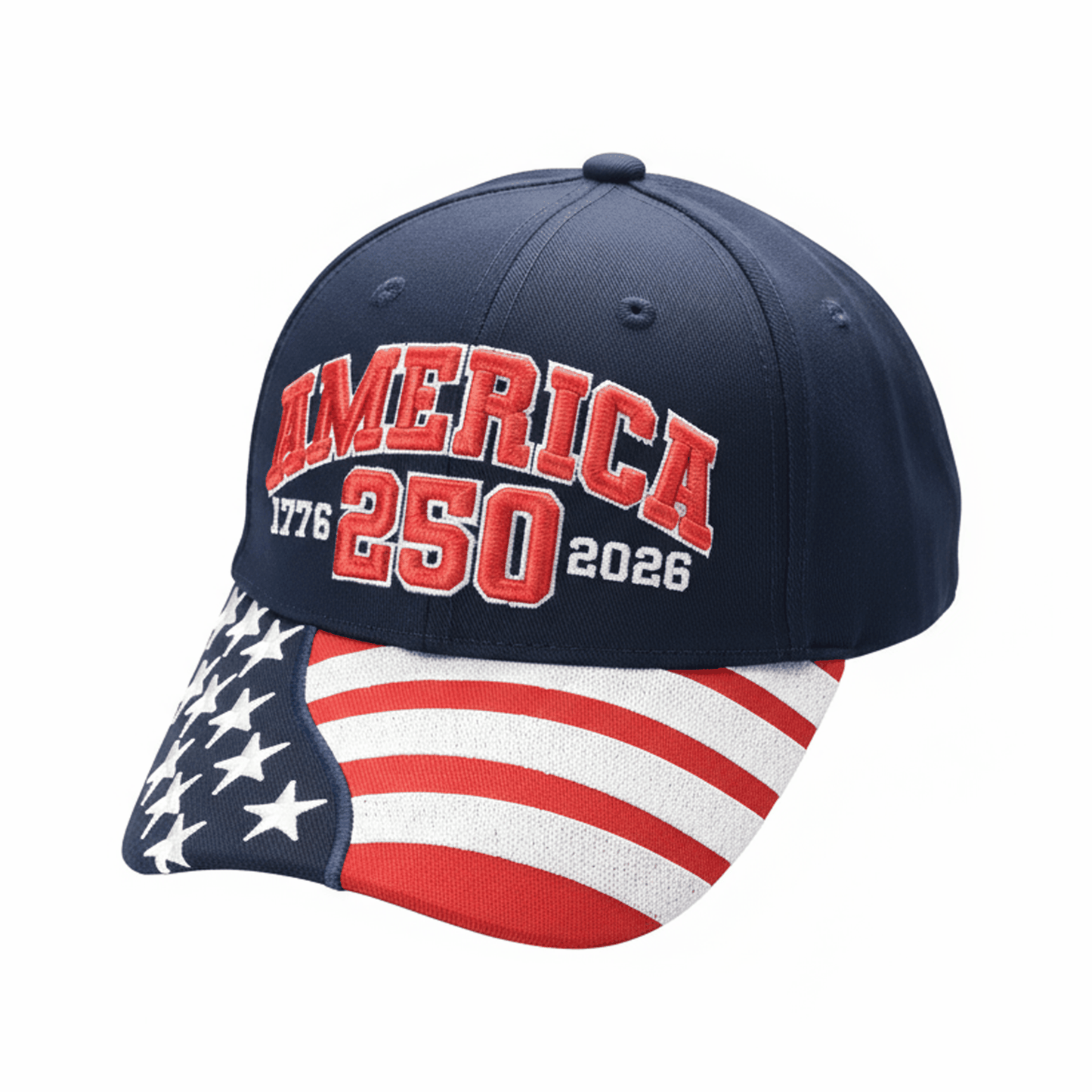 America 250th Anniversary Cap – American Flag Bill | Patriotic Cotton Twill Hat