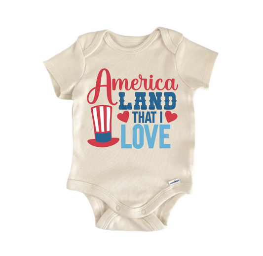 America Land Love July 4th Patriotic - Baby Boy Girl Clothes Infant