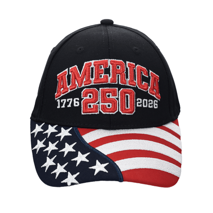 America 250th Anniversary Cap – American Flag Bill | Patriotic Cotton Twill Hat