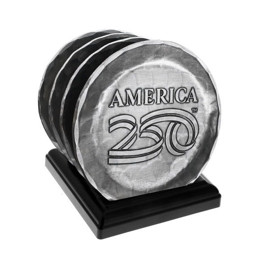 America250 4-Piece Commemorative Coaster Set with Caddy (Aluminum)