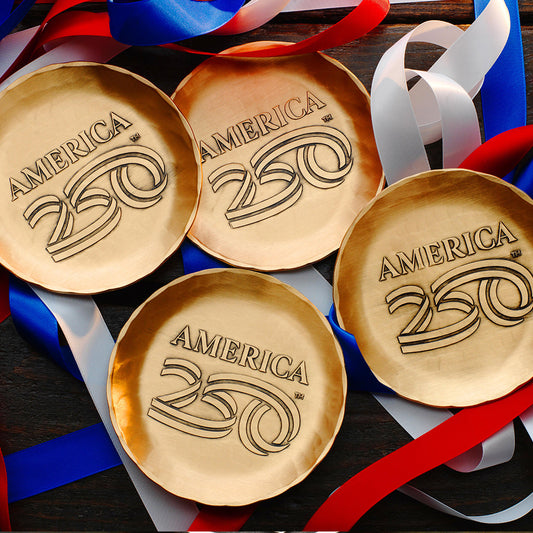 America250 4-Piece Commemorative Coaster Set with Caddy (Bronze)