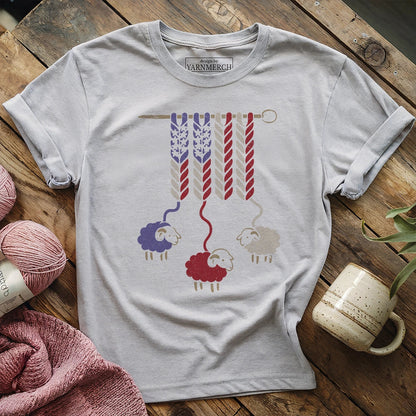 America Wool T-Shirt - Patriotic Yarn Art Design for Knitters & Crocheters