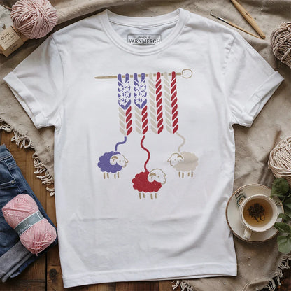 America Wool T-Shirt - Patriotic Yarn Art Design for Knitters & Crocheters