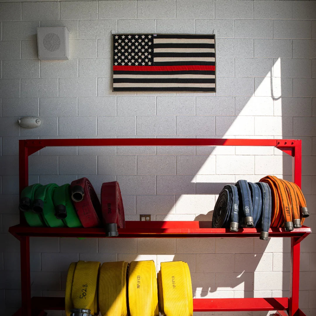 Fire Hose Thin Red Line Flag – Firefighter Tribute Wall Art