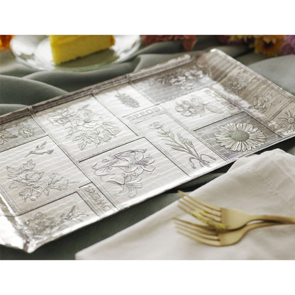 American Botanical Hostess Tray - Hand-Hammered Aluminum Floral Serving Tray