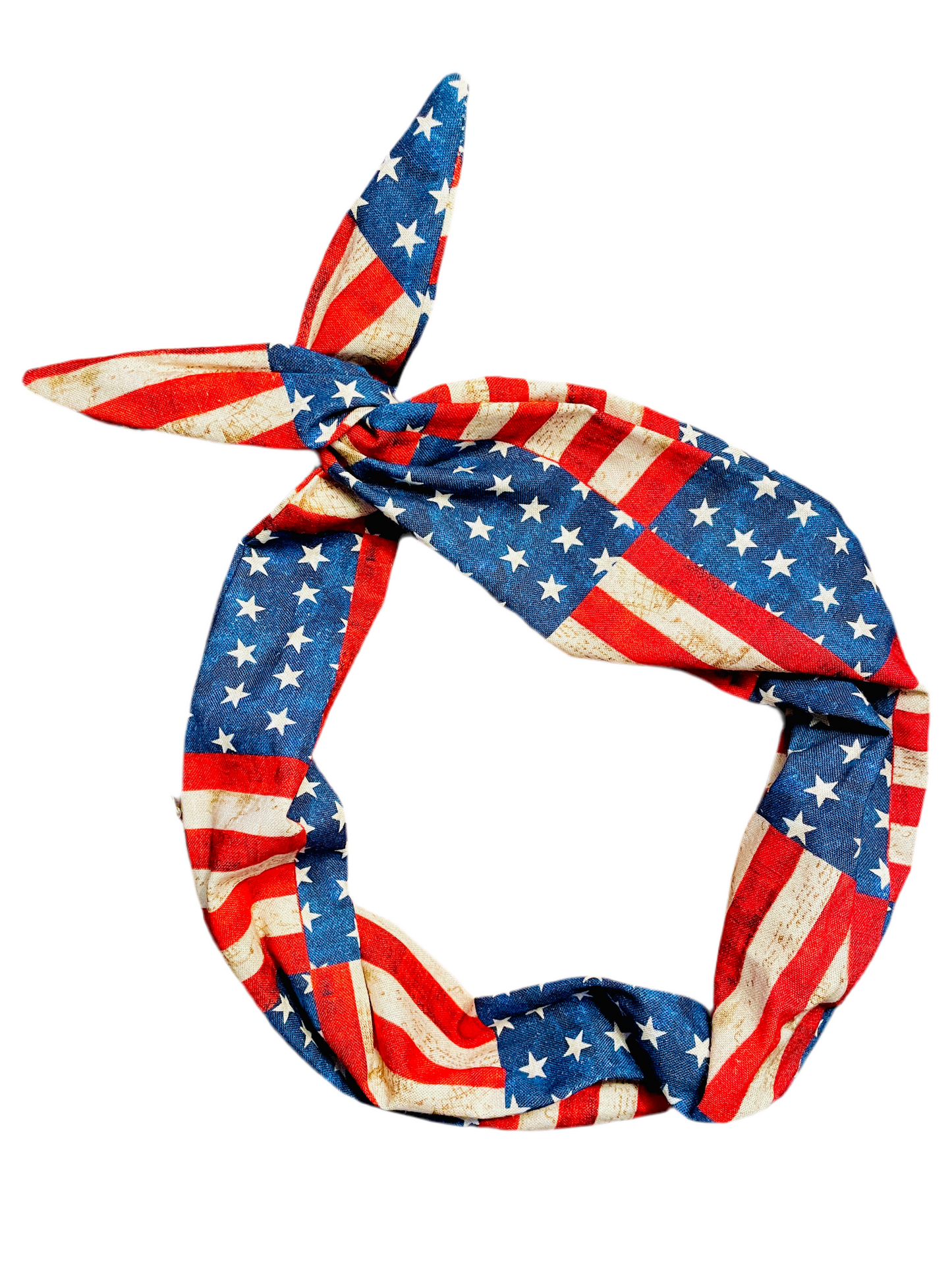 American Flag Headband - Distressed USA Cotton Wire Headband