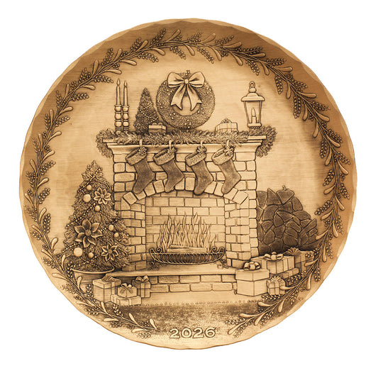 2026 Annual Plate - Cozy Christmas Hearth (Bronze) by Wendell August Forge