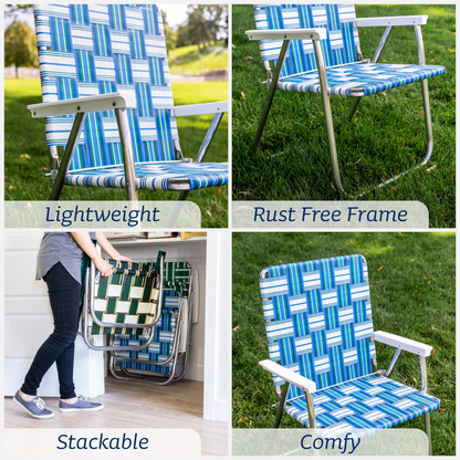 The Patriot Low Beach Chair - Red White Blue Aluminum Folding Chair