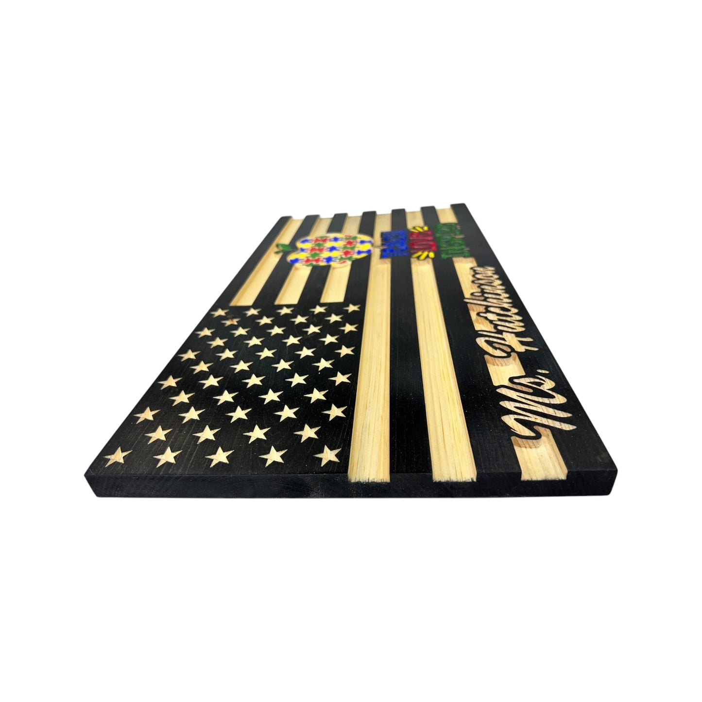 Wooden American Flag for Teachers with Personalized Engraving