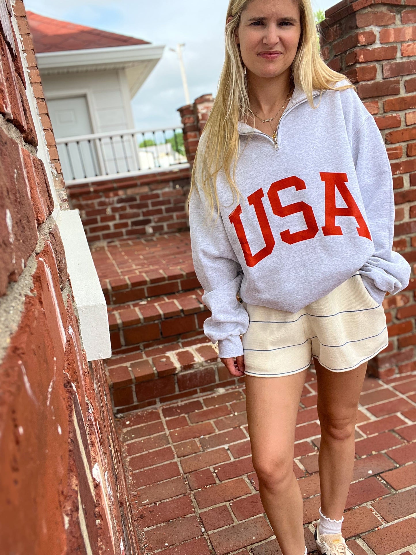 Big Red USA 1/4 Zip Pullover - Patriotic | Wild Kard Vintage