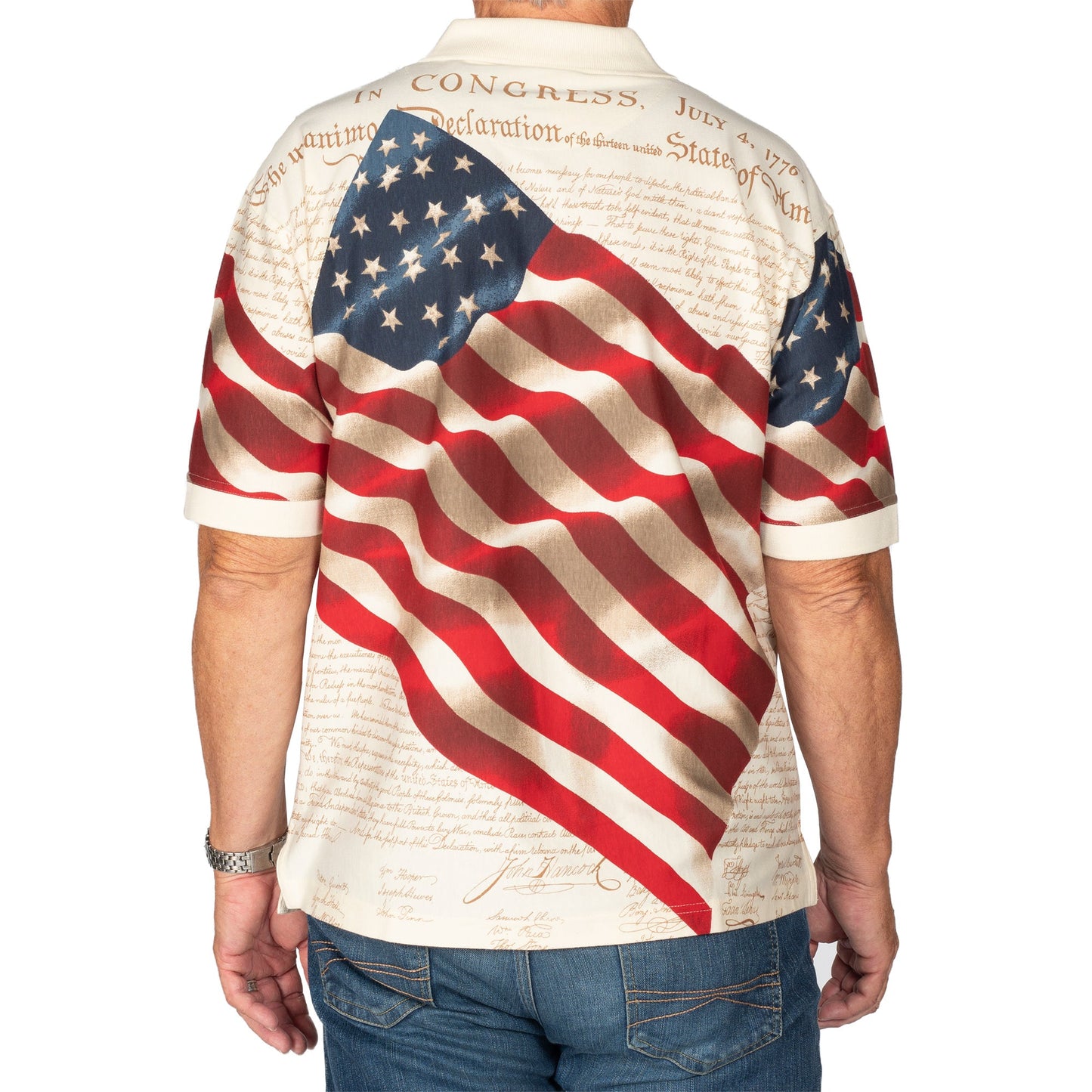 Waving Flag Men's Cotton Polo Shirt - Patriotic | Flag Shirt