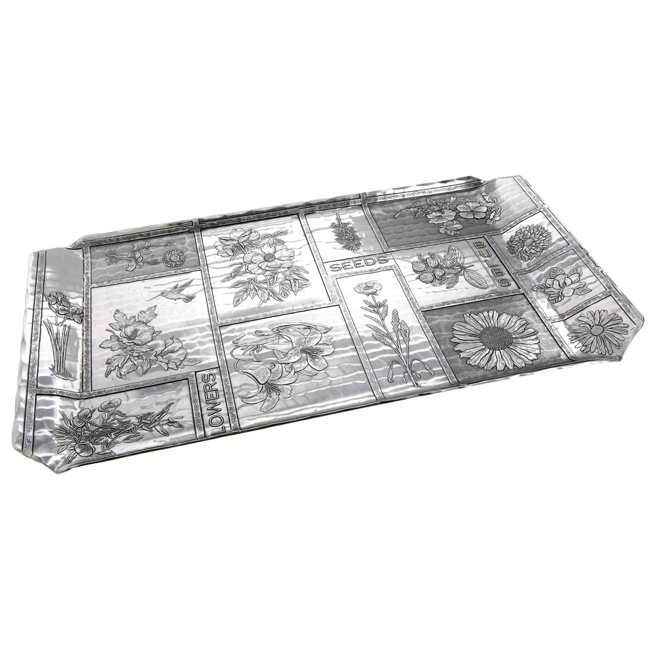 American Botanical Hostess Tray - Hand-Hammered Aluminum Floral Serving Tray