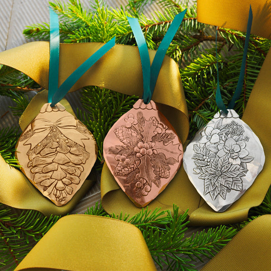 Christmas Botanicals Ornament Set- Mixed Metal by Wendell August Forge