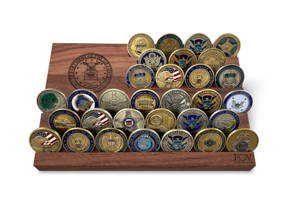 Wooden Challenge Coin Holder – Walnut Display | Shop250America