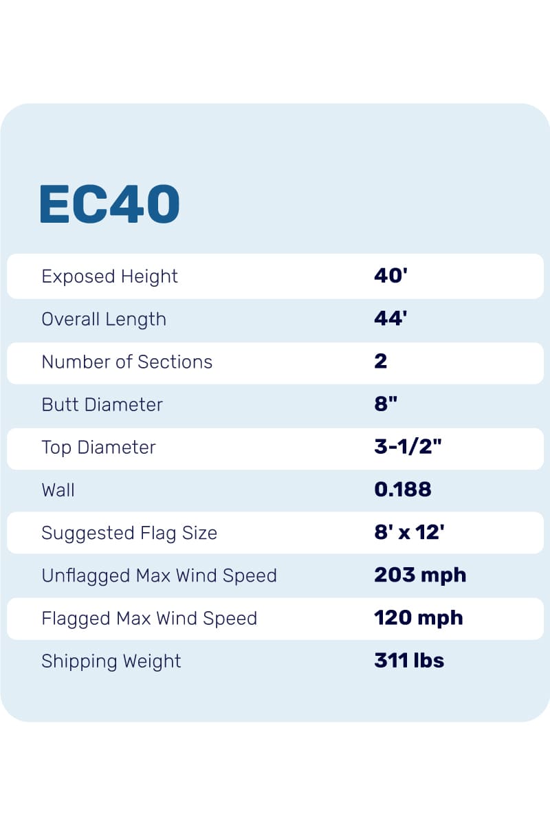 40ft Heavy Duty Flagpole - EC40
