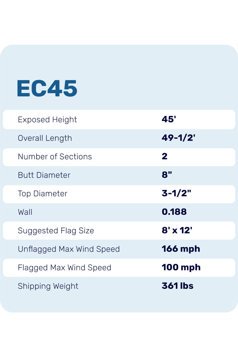 45ft Heavy Duty Flagpole - EC45