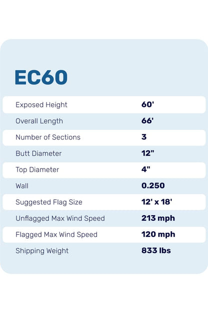 60ft Heavy Duty Flagpole - EC60