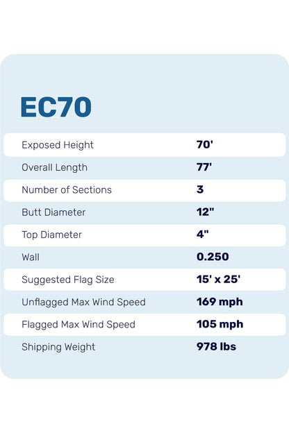 70ft Heavy Duty Flagpole - EC70