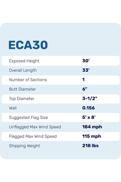 30ft Premium Flagpole - ECA30