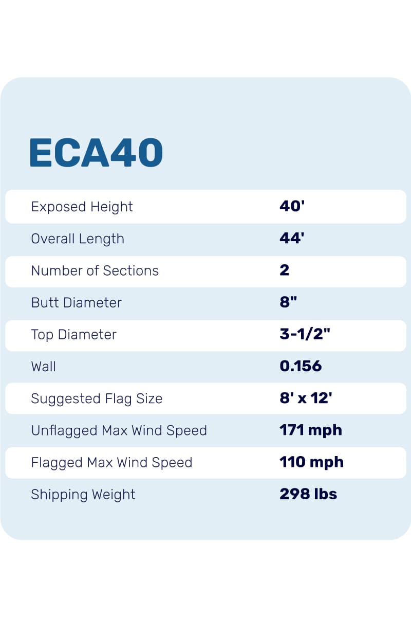 40ft Premium Flagpole - ECA40