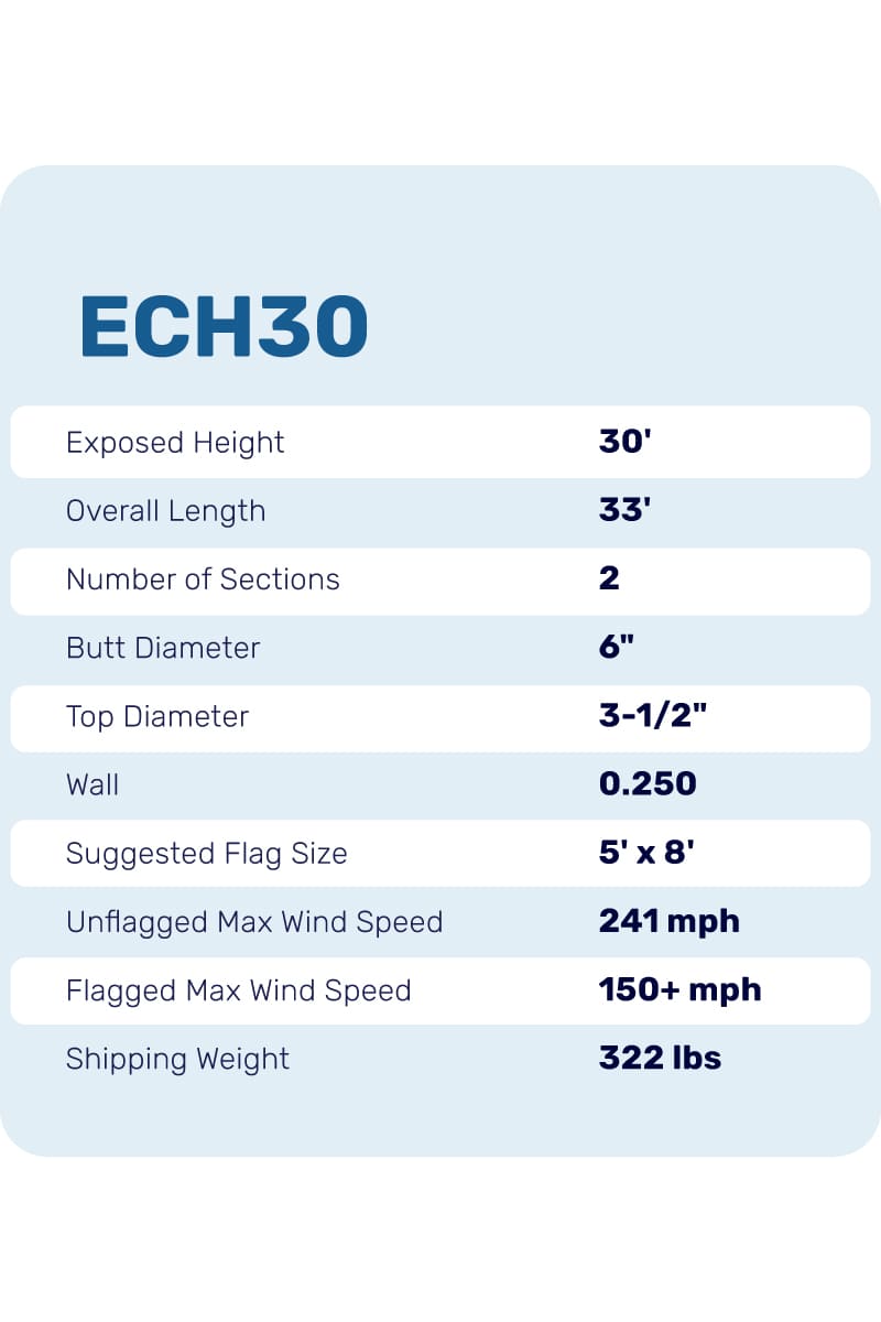 30ft Hurricane Flagpole - ECH30