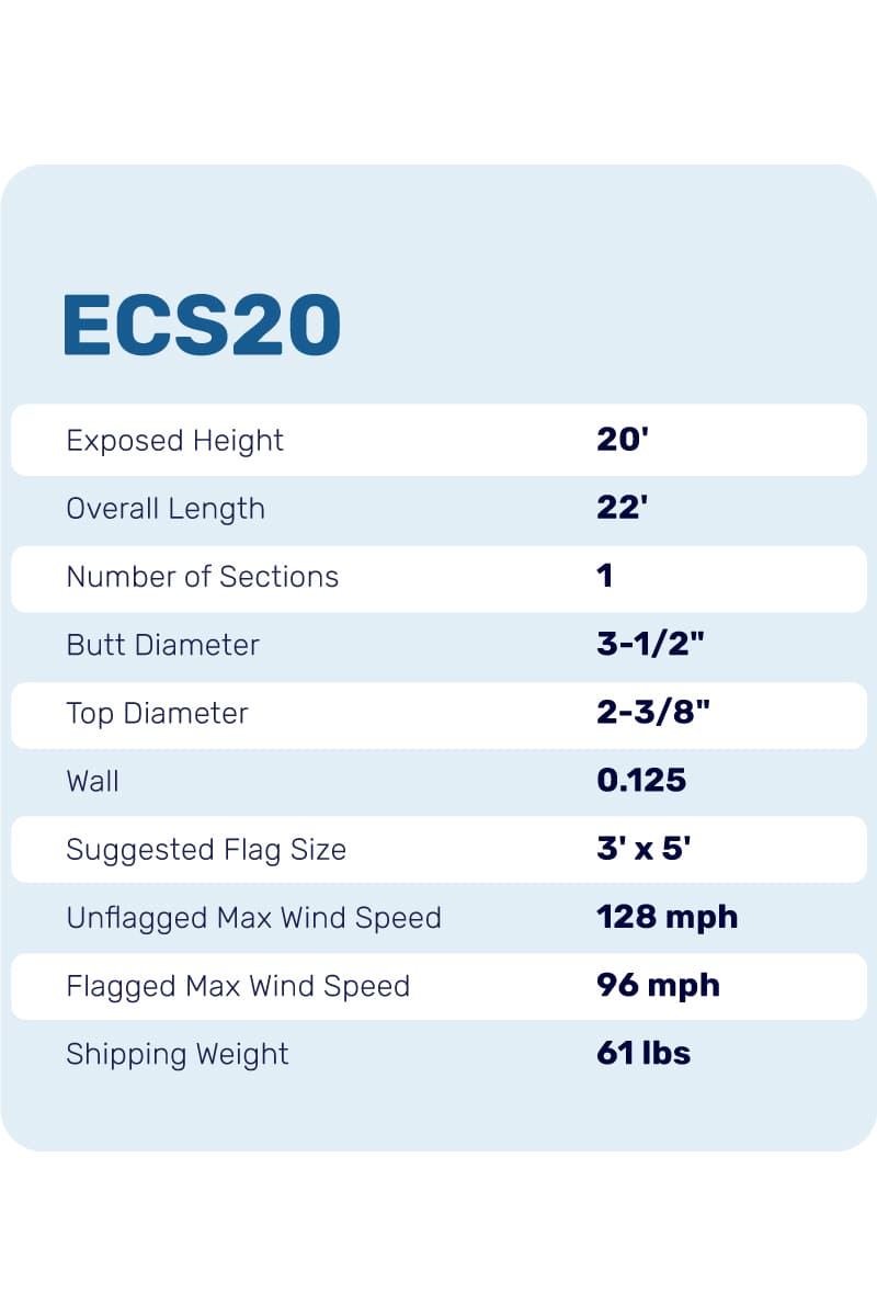 20ft Premium Flagpole - ECS20