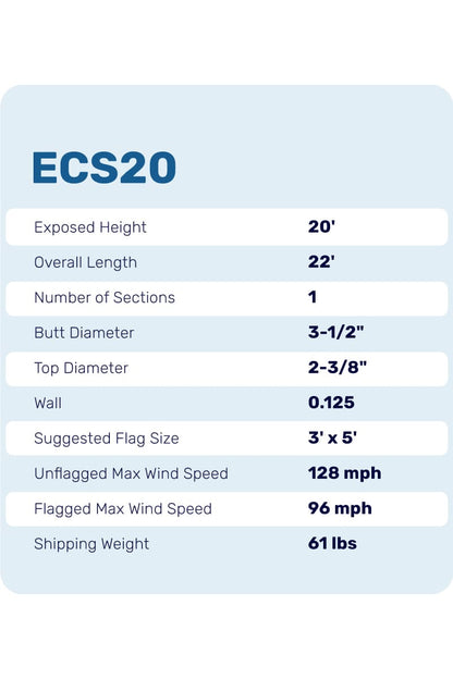 20ft Premium Flagpole - ECS20