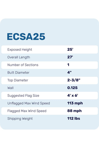 25ft Economy Flagpole - ECSA25