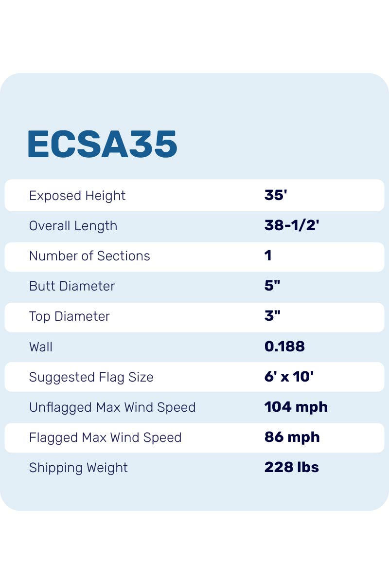 35ft Economy Flagpole - ECSA35