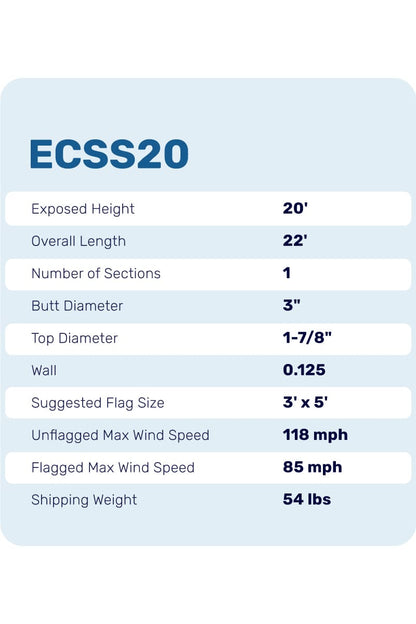 20ft Economy Flagpole - ECSS20