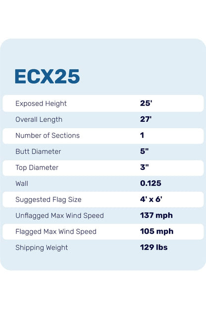 25ft Premium Flagpole - ECX25