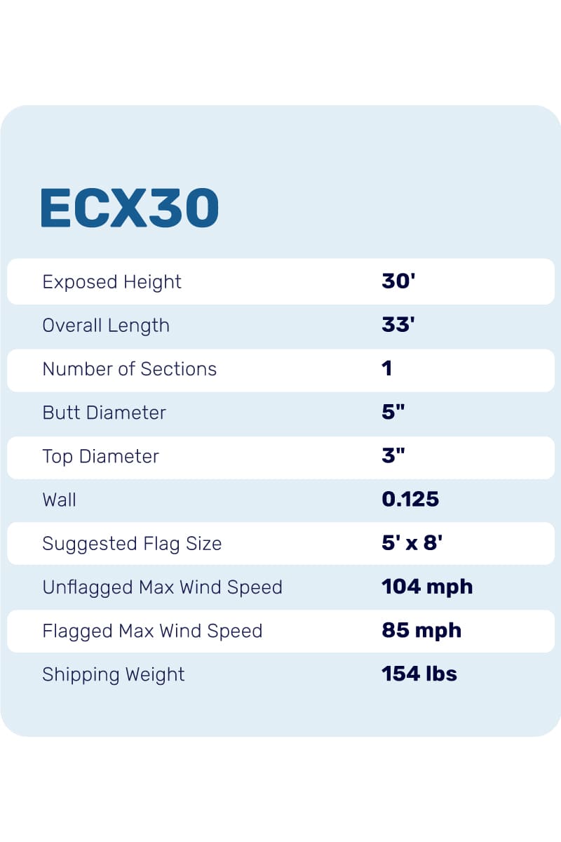 30ft Economy Flagpole - ECX30