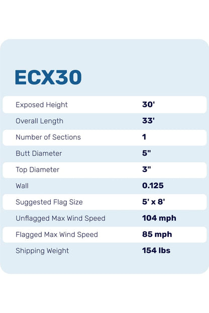 30ft Economy Flagpole - ECX30