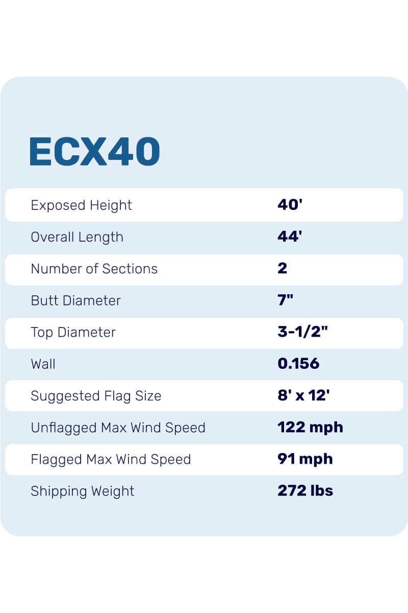 40ft Premium Flagpole - ECX40