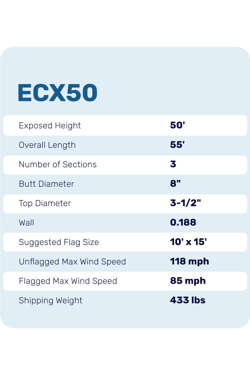 50ft Premium Flagpole - ECX50