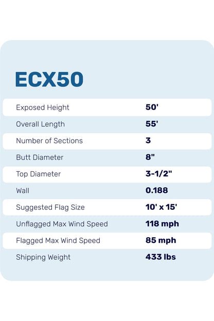 50ft Premium Flagpole - ECX50