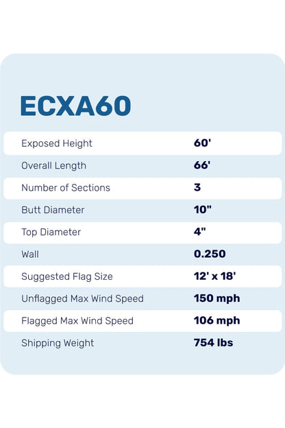 60ft Premium Flagpole - ECXA60