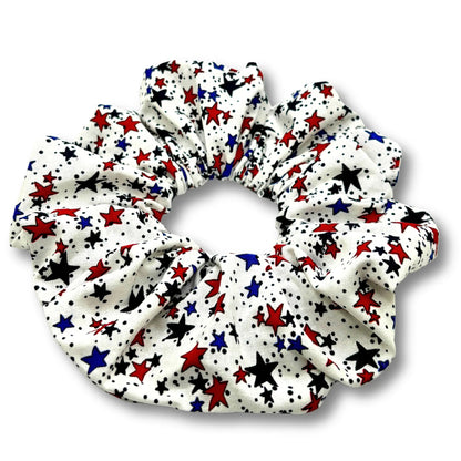 White Stars Patriotic Oversized Scrunchie