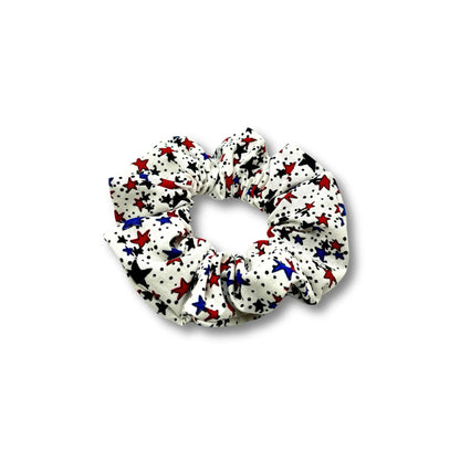 White Stars Patriotic Mini Scrunchie