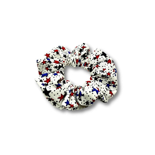 White Stars Patriotic Mini Scrunchie