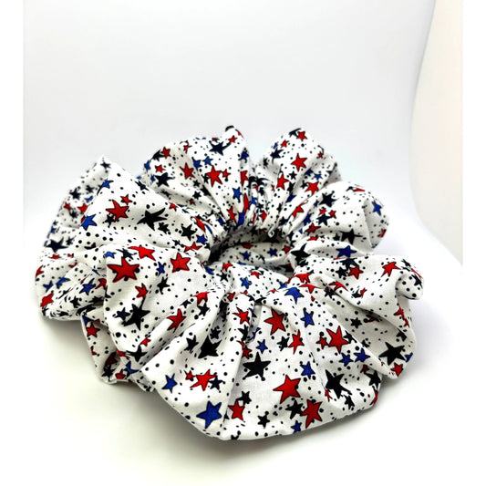 White Stars Patriotic Oversized Scrunchie
