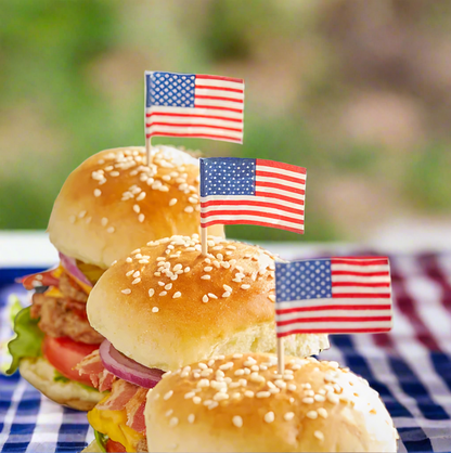 American Flag Toothpicks 2.5 Inch - Patriotic Food Picks 100 or 1000 Count