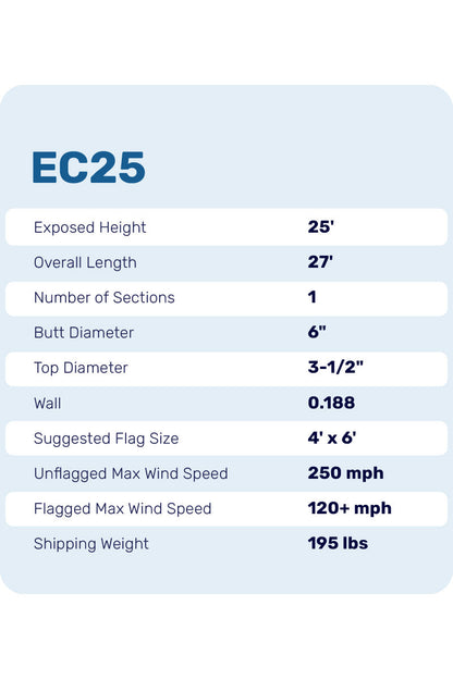 25ft Heavy Duty Flagpole - EC25
