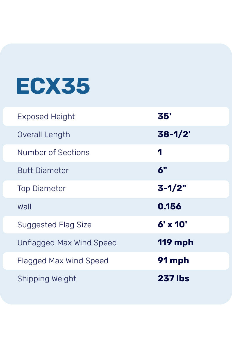 35ft Premium Flagpole - ECX35