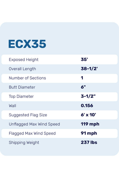 35ft Premium Flagpole - ECX35